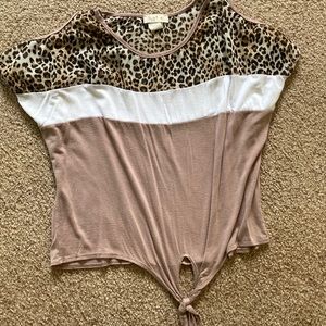 Tan, white and cheetah shirt